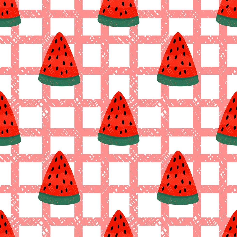 Seamless wallpaper with watermelon pattern. Summer is coming. Wrapping paper and decorative patterns. vector