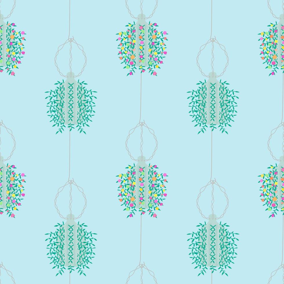 Seamless pattern with flowers in recycled pots. Patterns for decoration. Wrapping paper pattern. vector