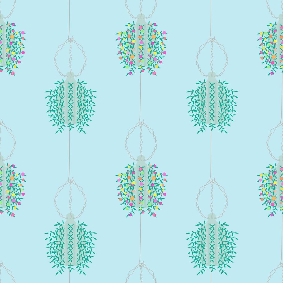 Seamless pattern with flowers in recycled pots. Patterns for decoration. Wrapping paper pattern. vector