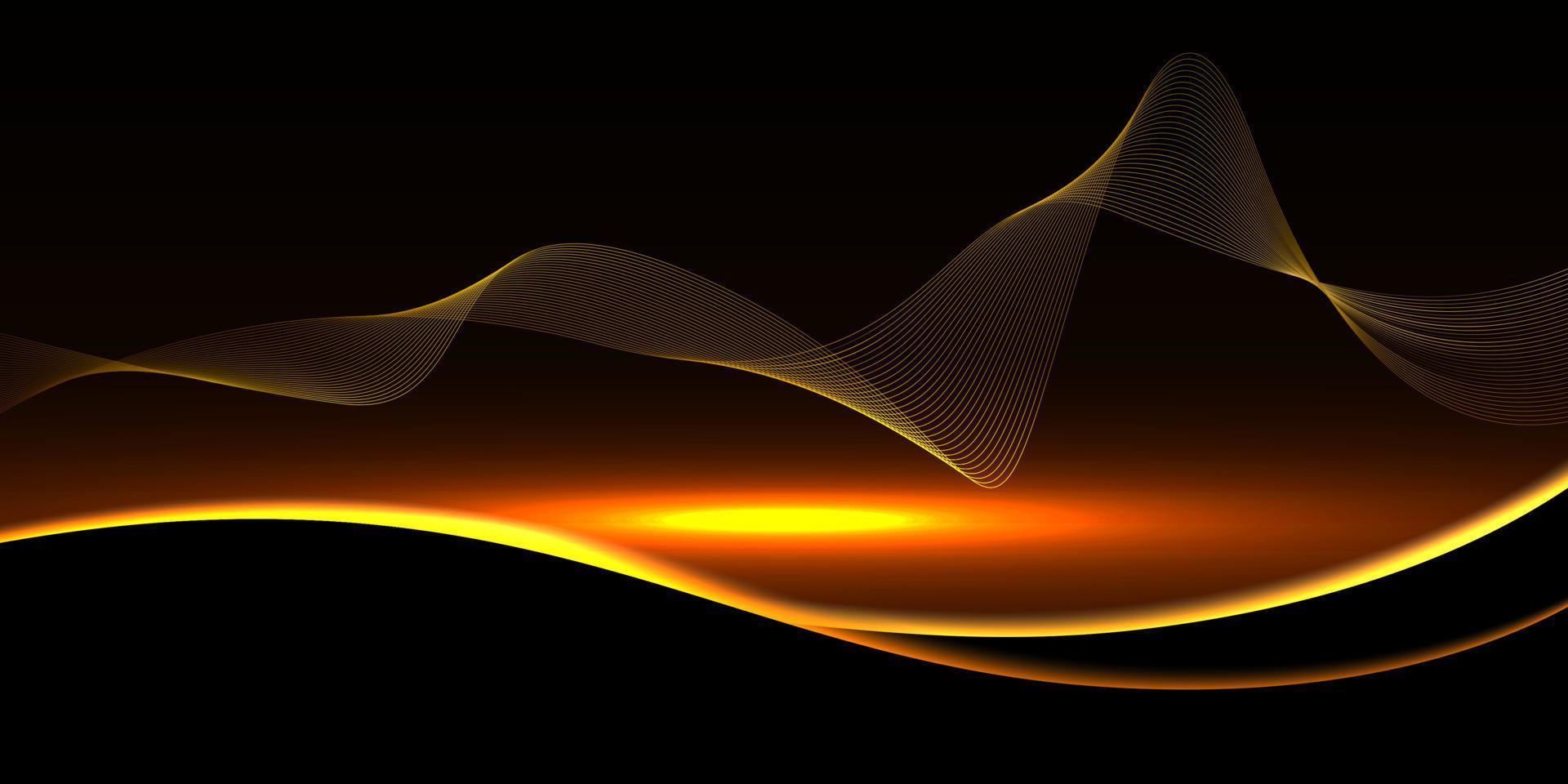 las rayas doradas de fondo abstracto parpadean en el brillo. en la oscuridad, ilustración vectorial. vector