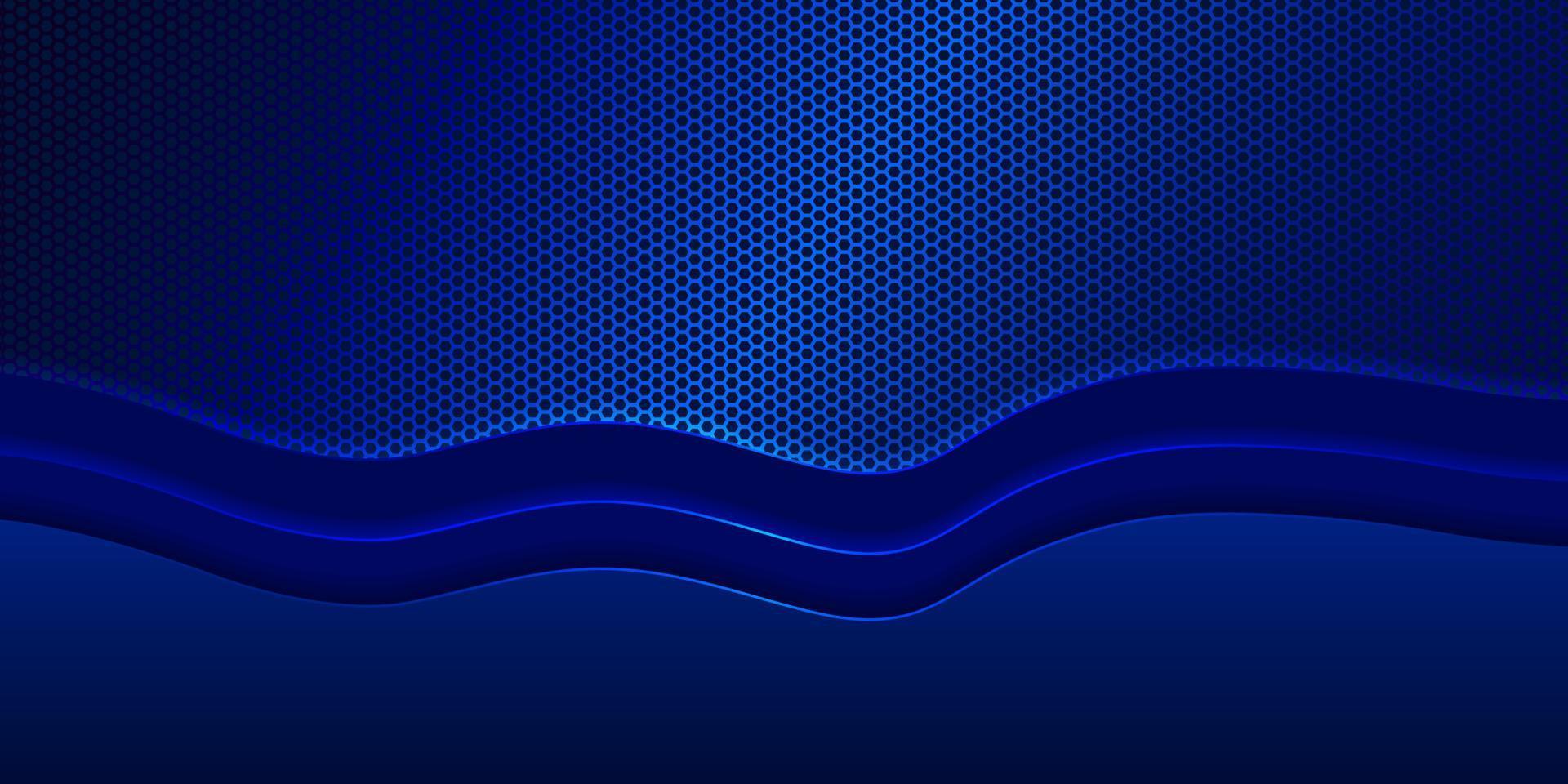 Blue abstract background hexagonal metal texture curved wave band,vector illustration. vector