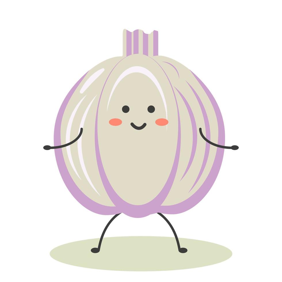 healthy vegetables cute kawaii funny fresh garlic vector