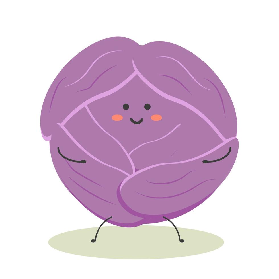 healthy vegetables cute kawaii juicy red cabbage vector