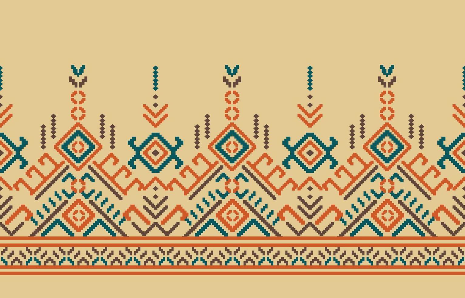 Beautiful Ethnic Geometric Textile border ornament. handmade embroidery style Asia, Uzbek, Moroccan Navajo, Indian, Aztec, Peruvian, Turkey patterns. A motif vintage border is seamless for fashion. vector