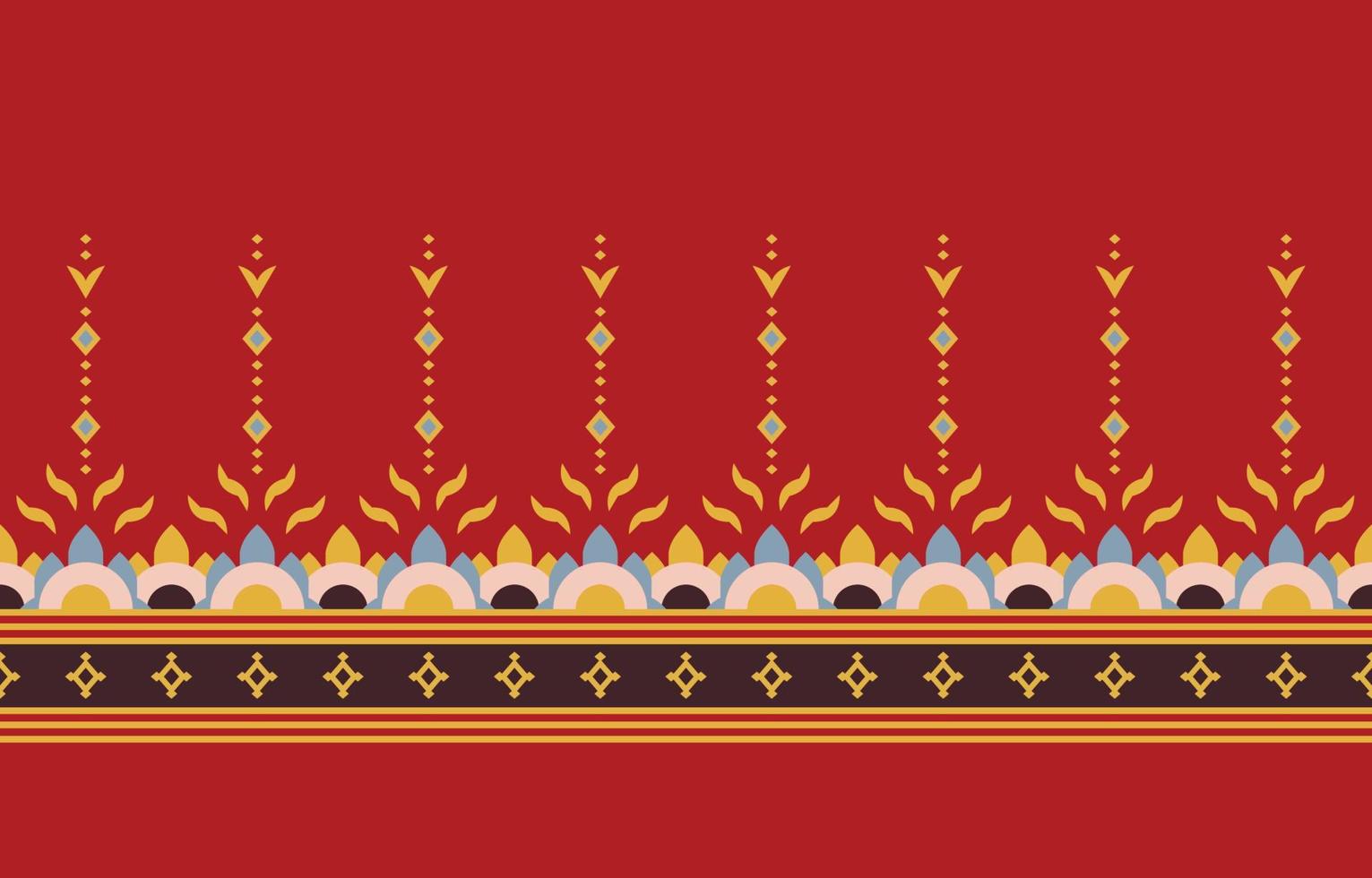 red ethnic handmade border beautiful art. Navajo seamless pattern in tribal, folk embroidery, Mexican, Peruvian, Indian, Moroccan, Turkey, and Uzbek style. Aztec motif geometric art ornament print. vector