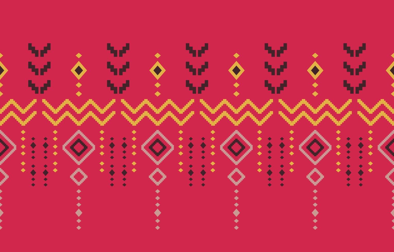 Pink ethnic handmade border beautiful art. Navajo seamless pattern in tribal, folk embroidery, Mexican, Peruvian, Indian, Moroccan, Turkey, and Uzbek style. Aztec motif geometric art ornament print. vector