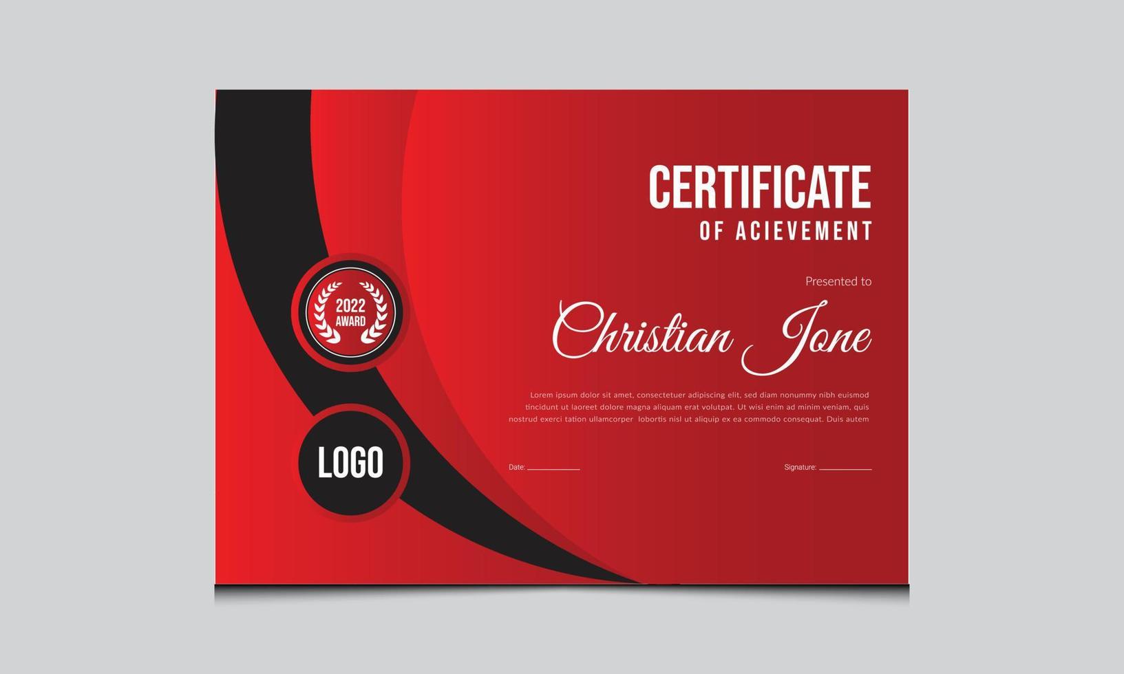 Modern certificate template with excellent Colours.Premium red black certificate template design, Print, mockup. vector