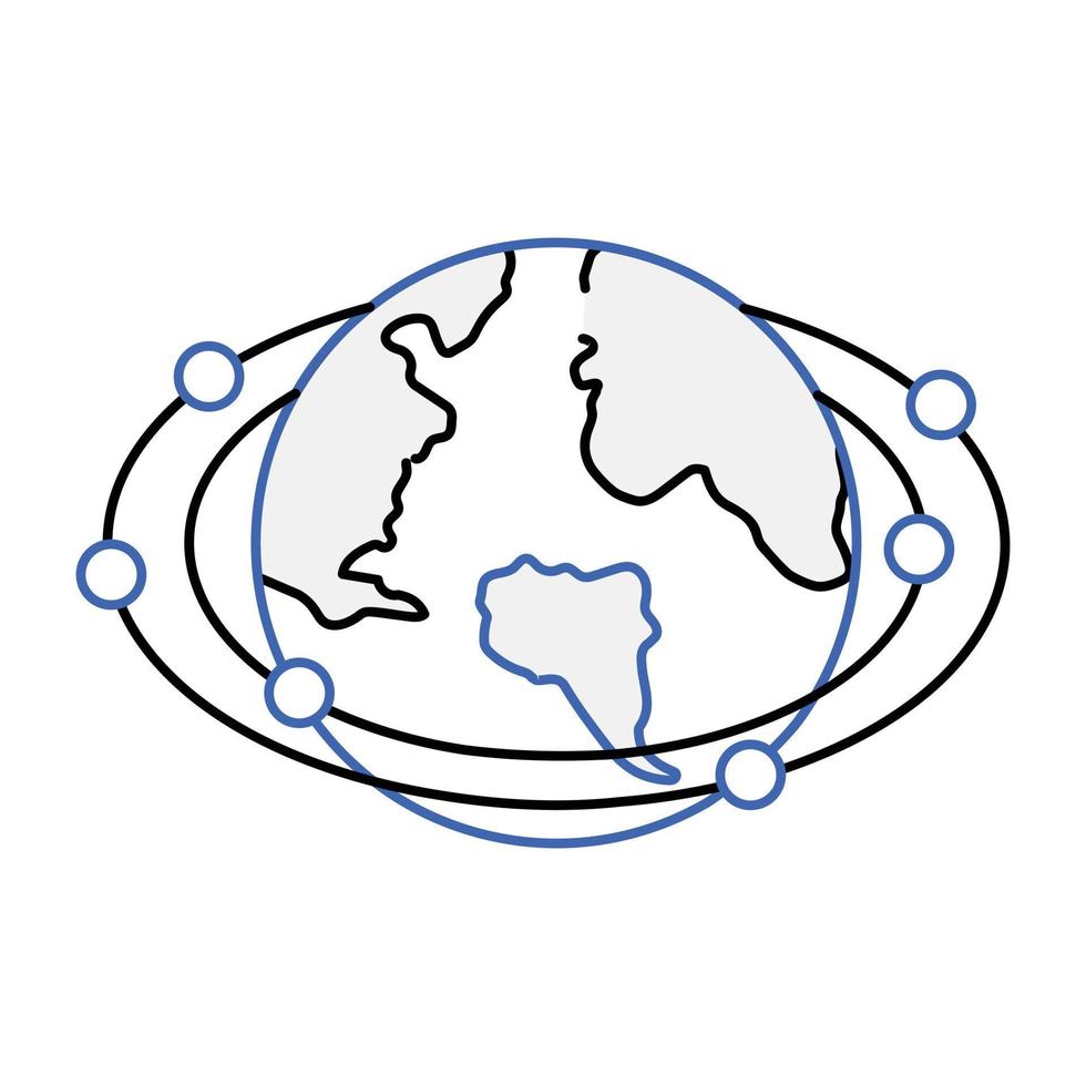 A solar orbit outline isometric icon vector