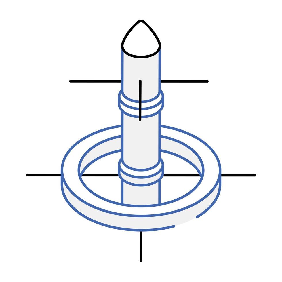 viaje espacial, icono isométrico de cohete vector