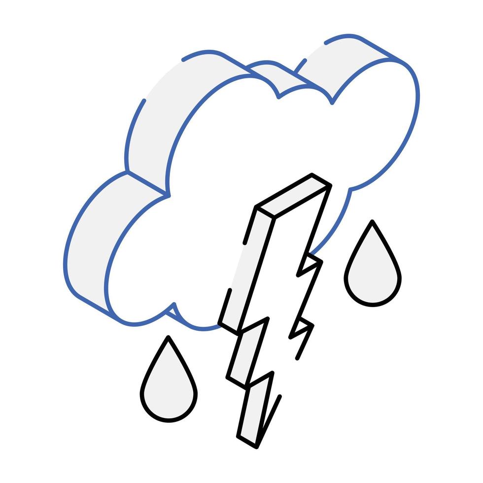 Extreme weather condition, icon of thunderstorm vector