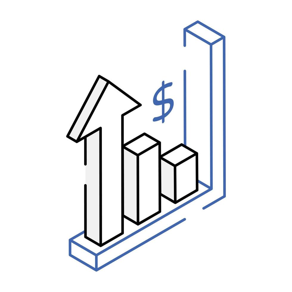 An icon of bar graph isometric design vector