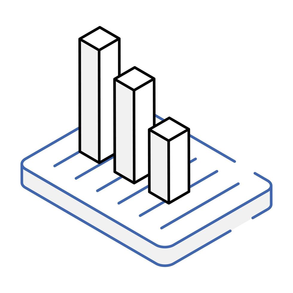 An icon of bar graph isometric design vector