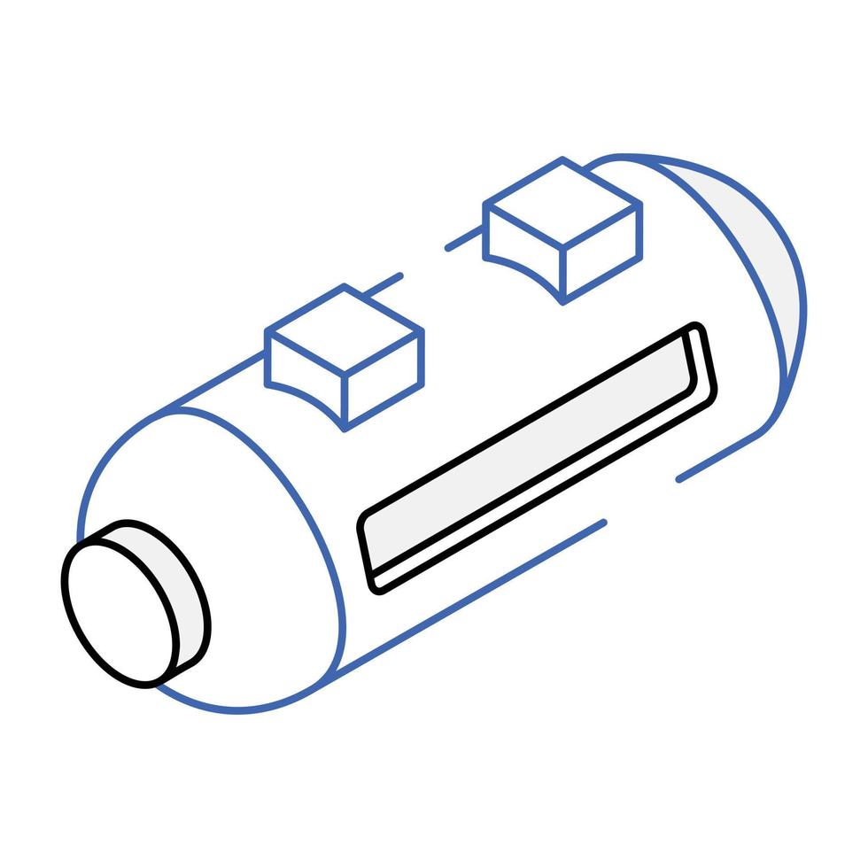 un ícono isométrico escalable de la cápsula espacial vector
