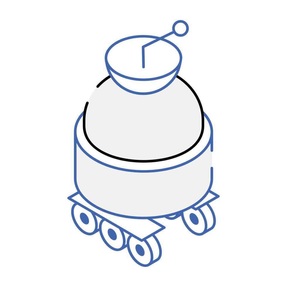 Space robot isometric icon, customizable design vector