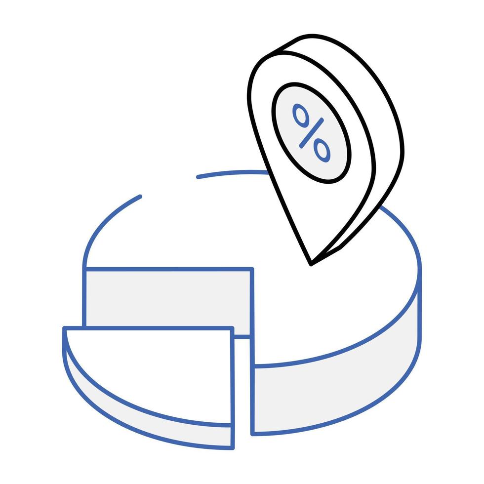 Modern isometric icon of pie graph vector
