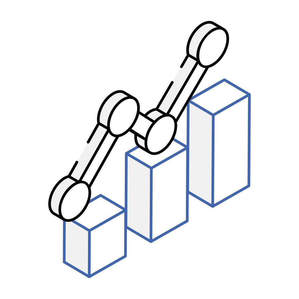 An icon of bar graph isometric design vector