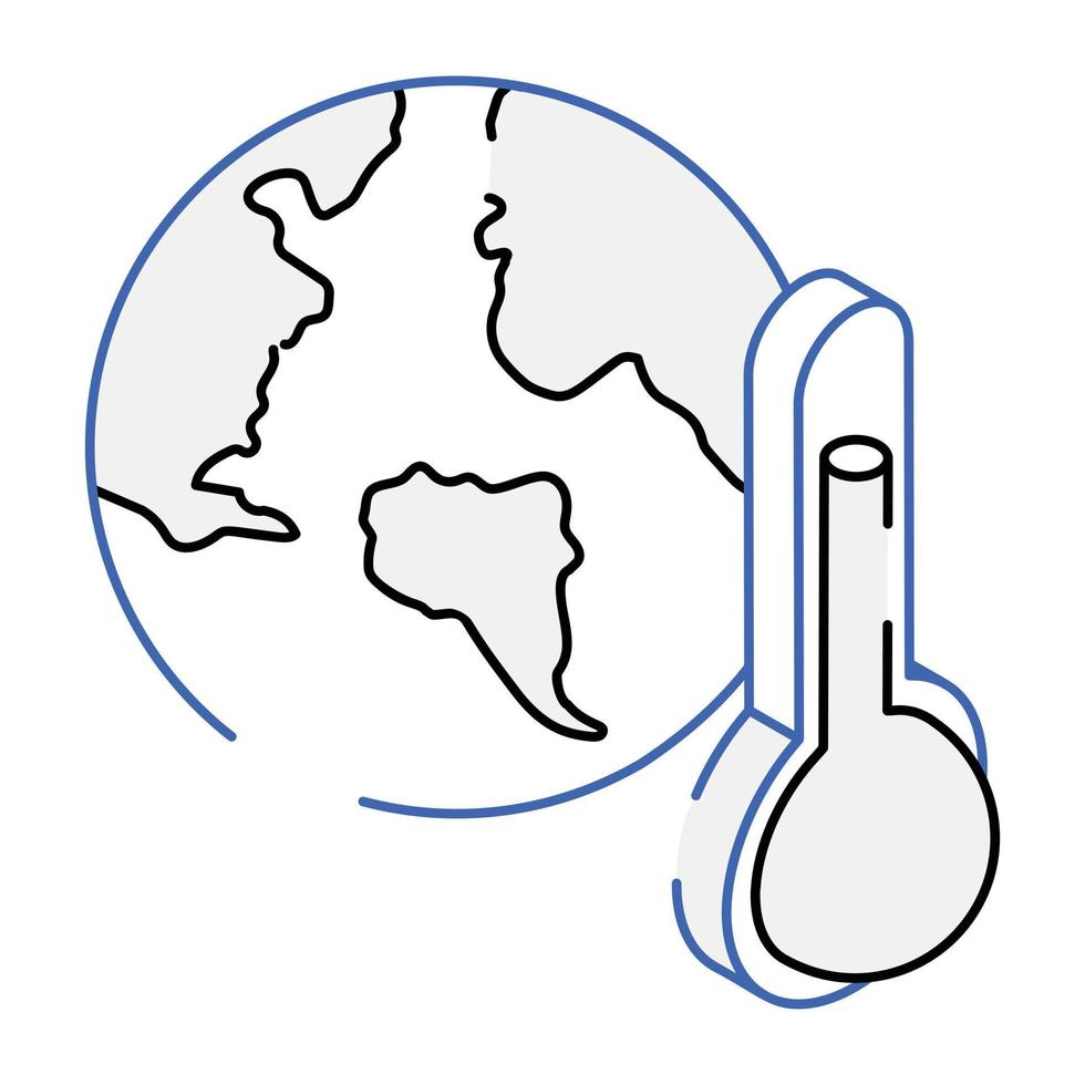 Thermometer showing hot temperature isometric icon vector