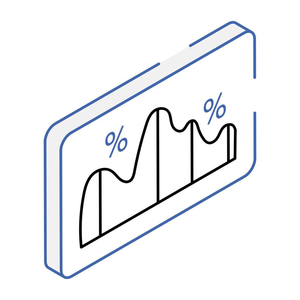 A graph plot isometric icon vector