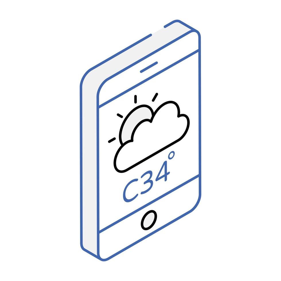 A mobile  weather app isometric icon vector