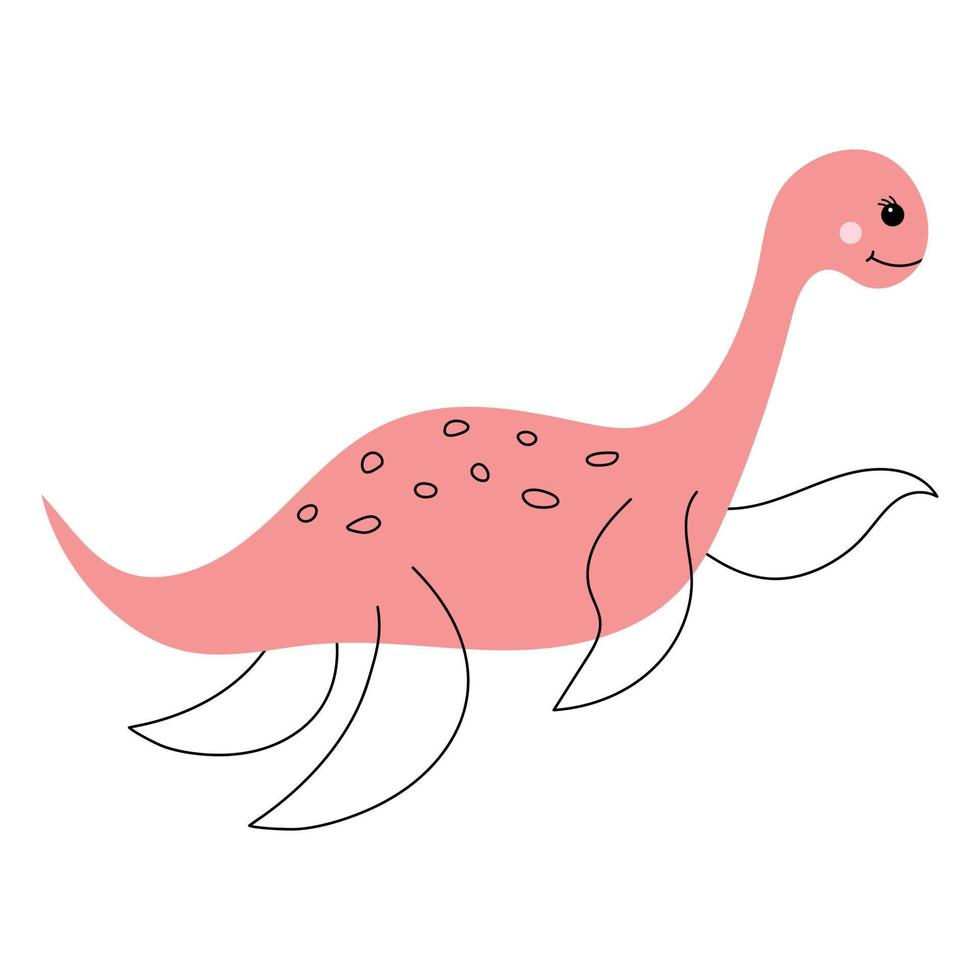 Cute dinosaur in doodle style. vector