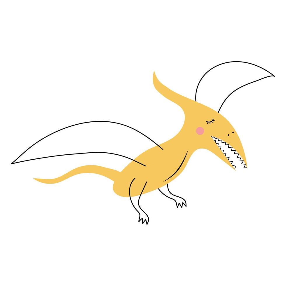 Cute dinosaur in doodle style. vector