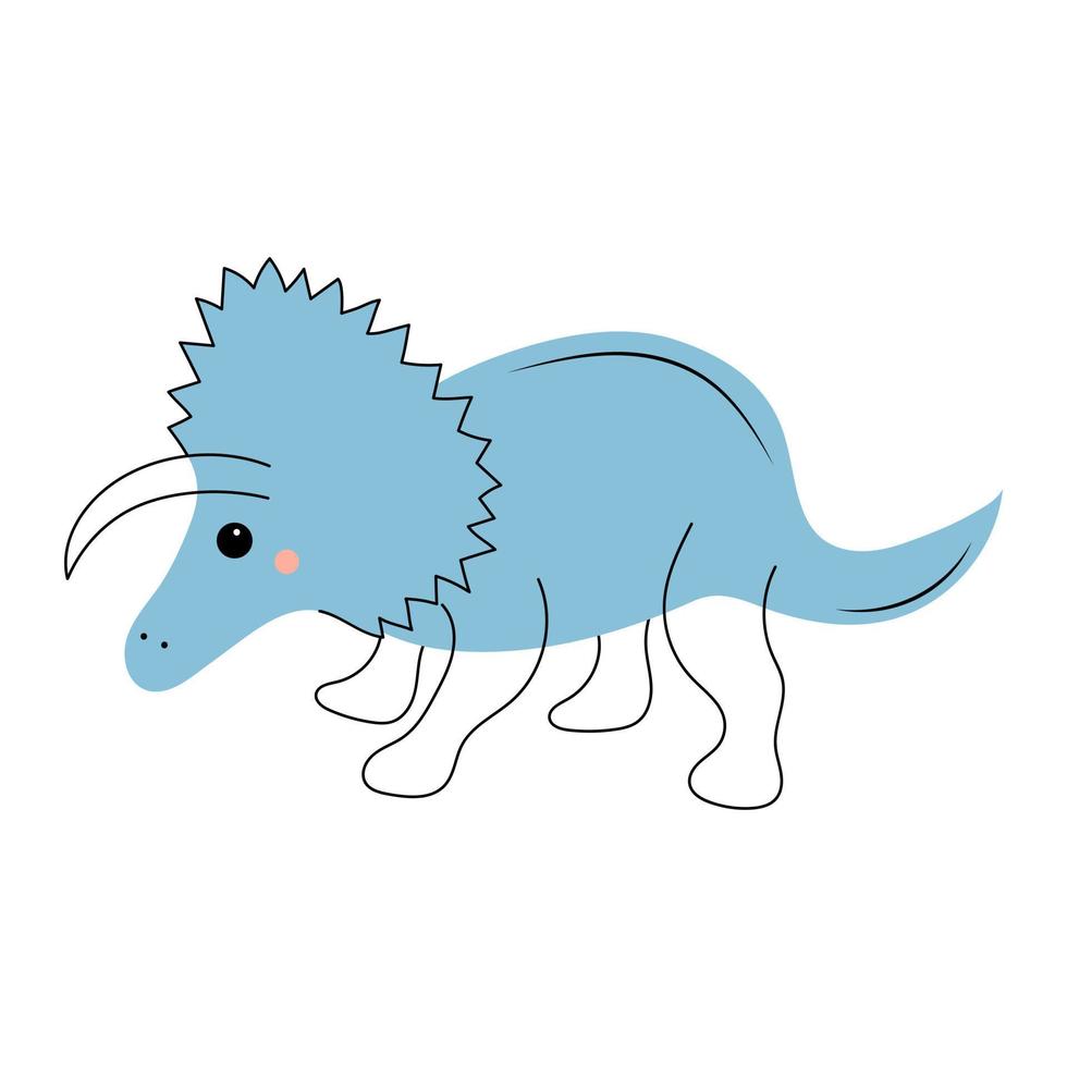 Cute dinosaur in doodle style. vector