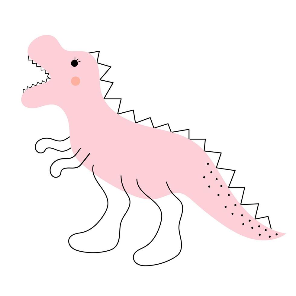 Cute dinosaur in doodle style. vector