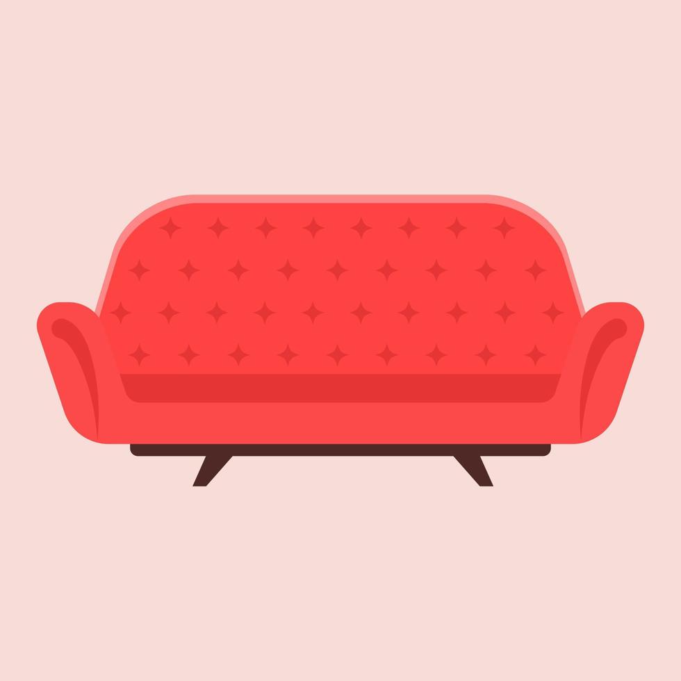 Red leather luxury sofa for modern living room. vector