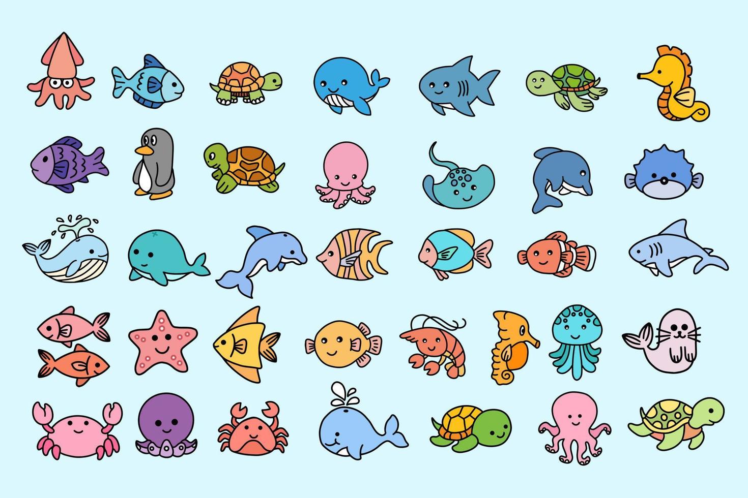 Set Mega Collection Bundle Cute Animal Sea Fish Ocean Cartoon Fish ...