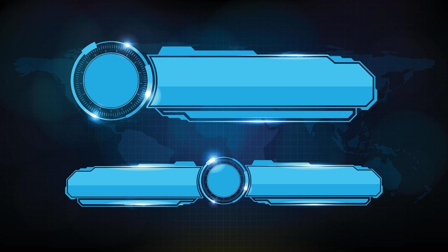 abstract futuristic background of blue glowing technology sci fi frame, hud ui, lower third button bar vector