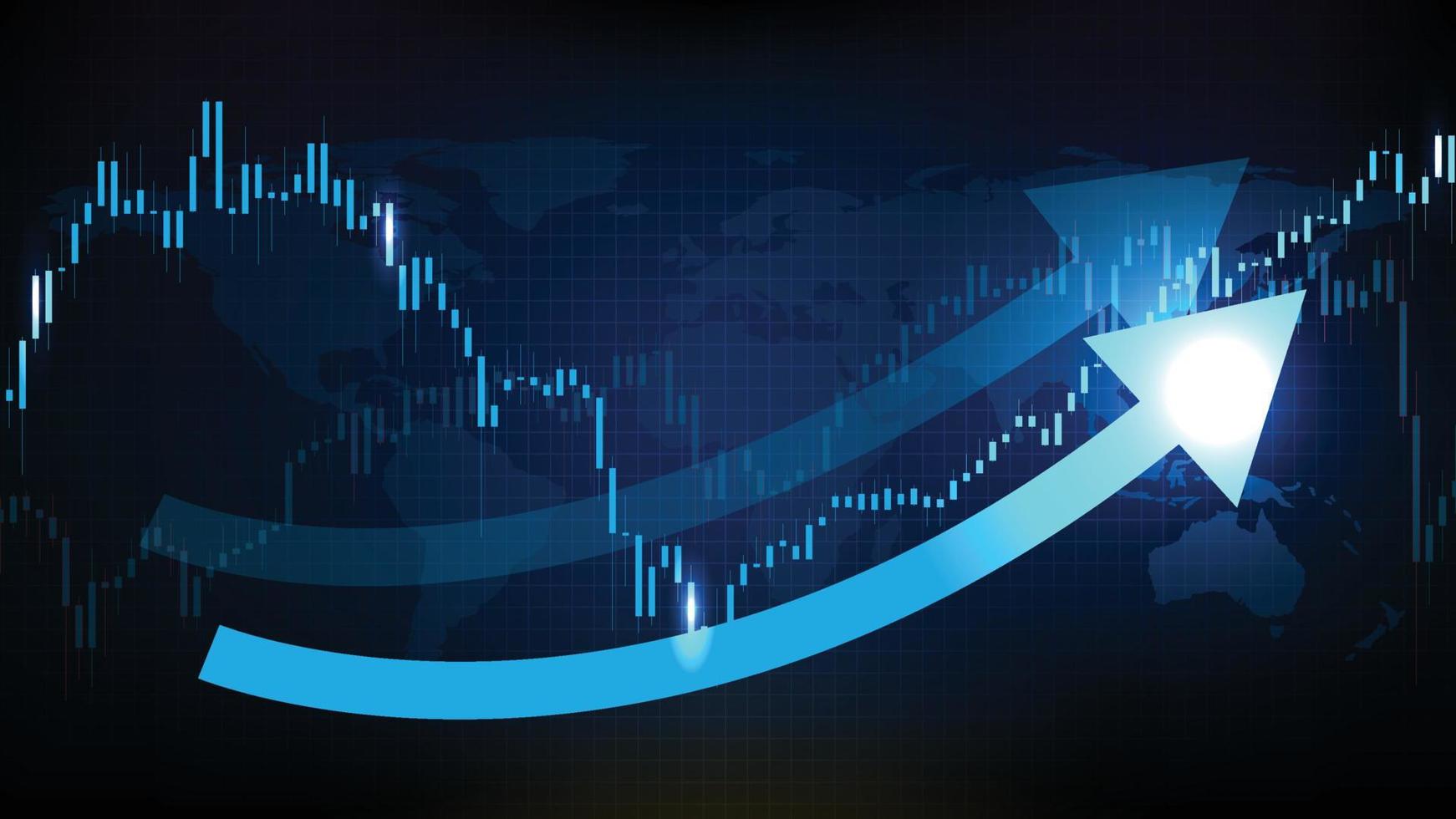 abstract background of futuristic technology blue arrow economy up stock market graph vector