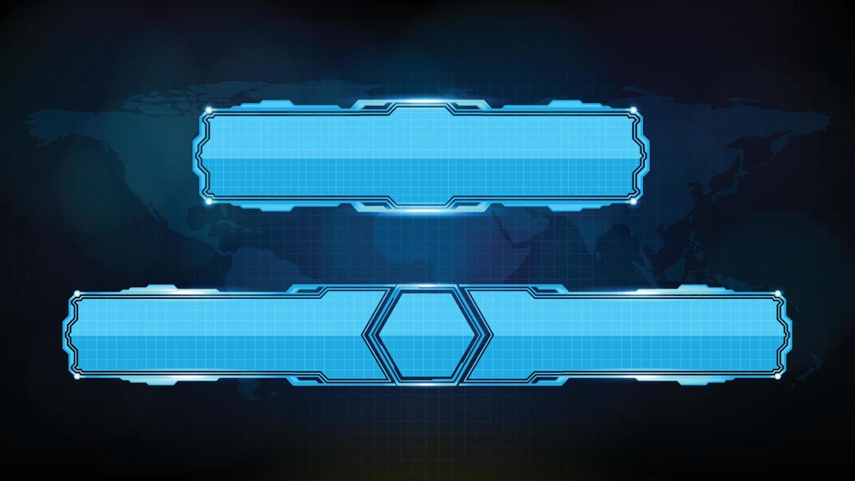 abstract futuristic background of blue glowing technology sci fi frame, hud ui, lower third button bar vector