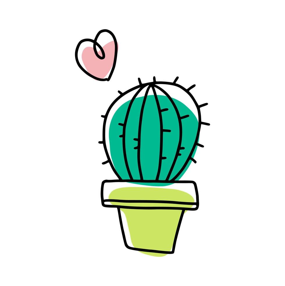 Homemade Cactus Flower Hand-drawn, Doodle vector