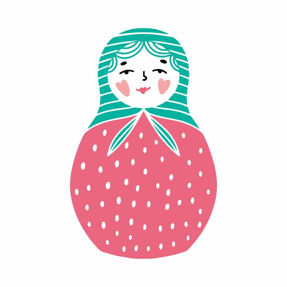 muñeca nacional rusa muñeca matryoshka dibujada a mano vector