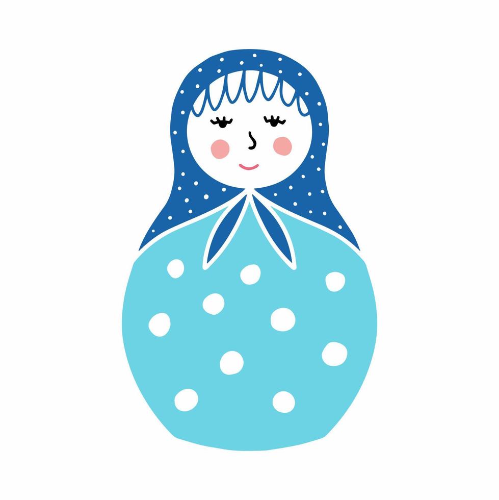 muñeca nacional rusa muñeca matryoshka dibujada a mano vector