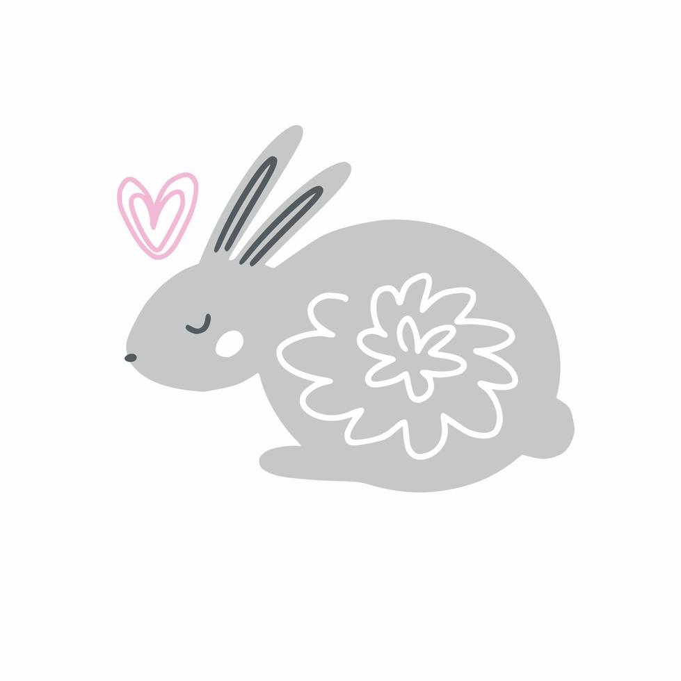 Cute Easter bunny, baby doodle vector