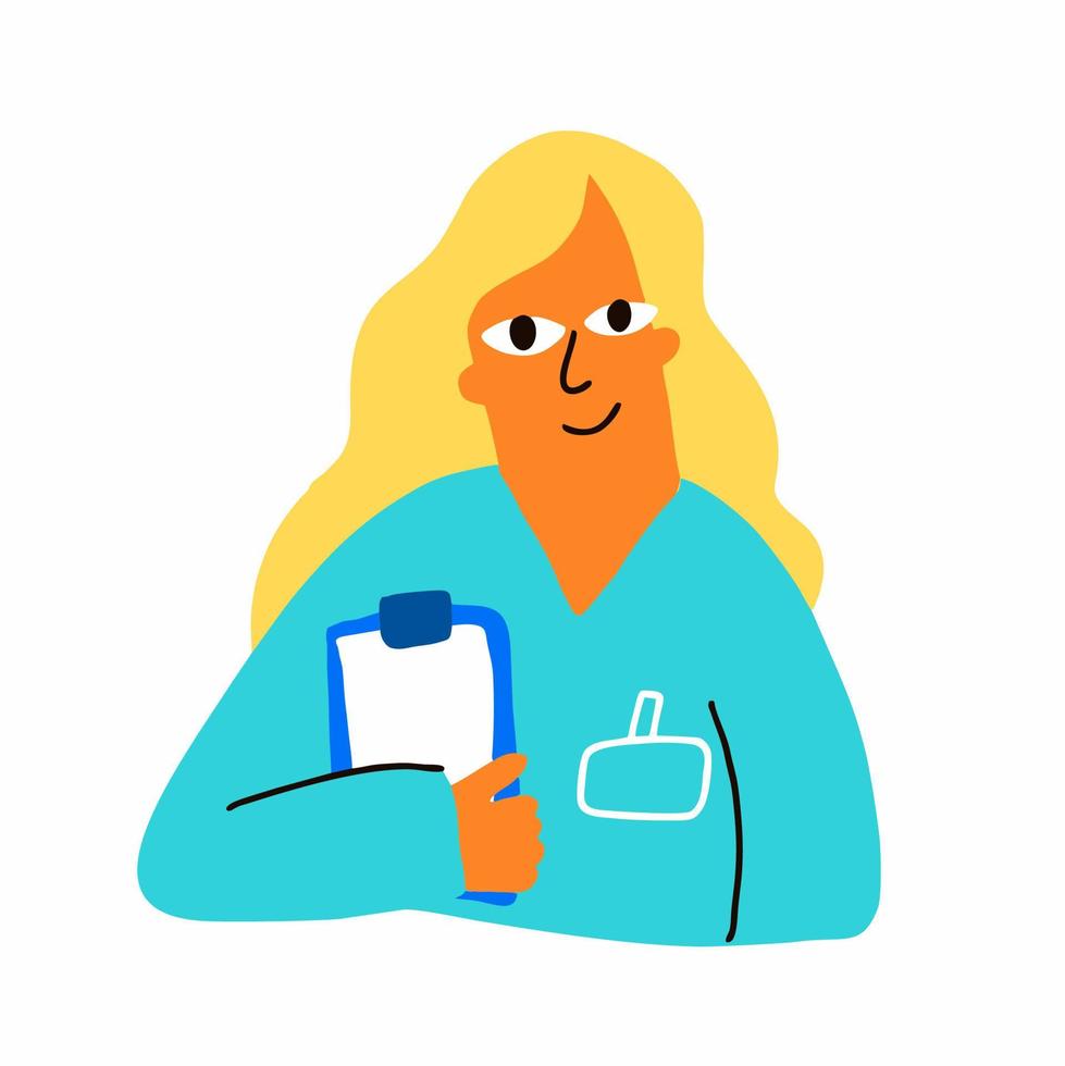 Cute hand-drawn doctor. Children's doodles vector