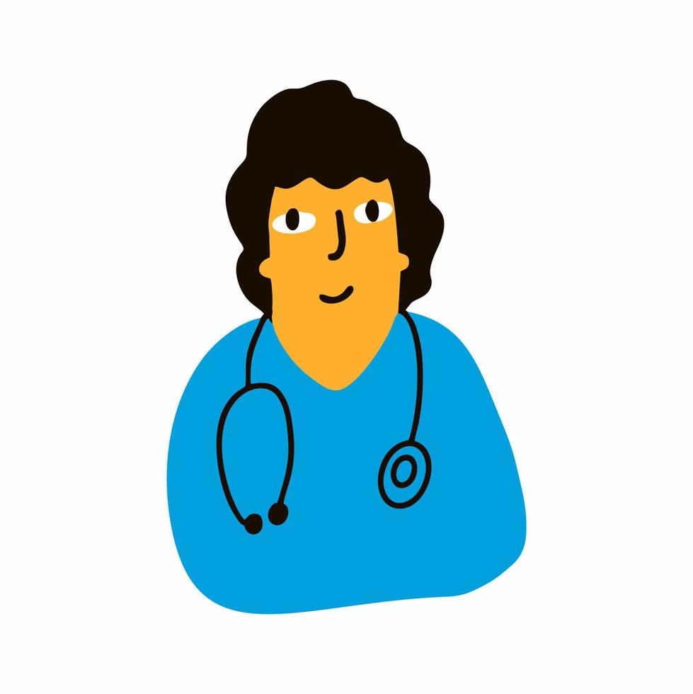 lindo doctor dibujado a mano. garabatos de niños vector