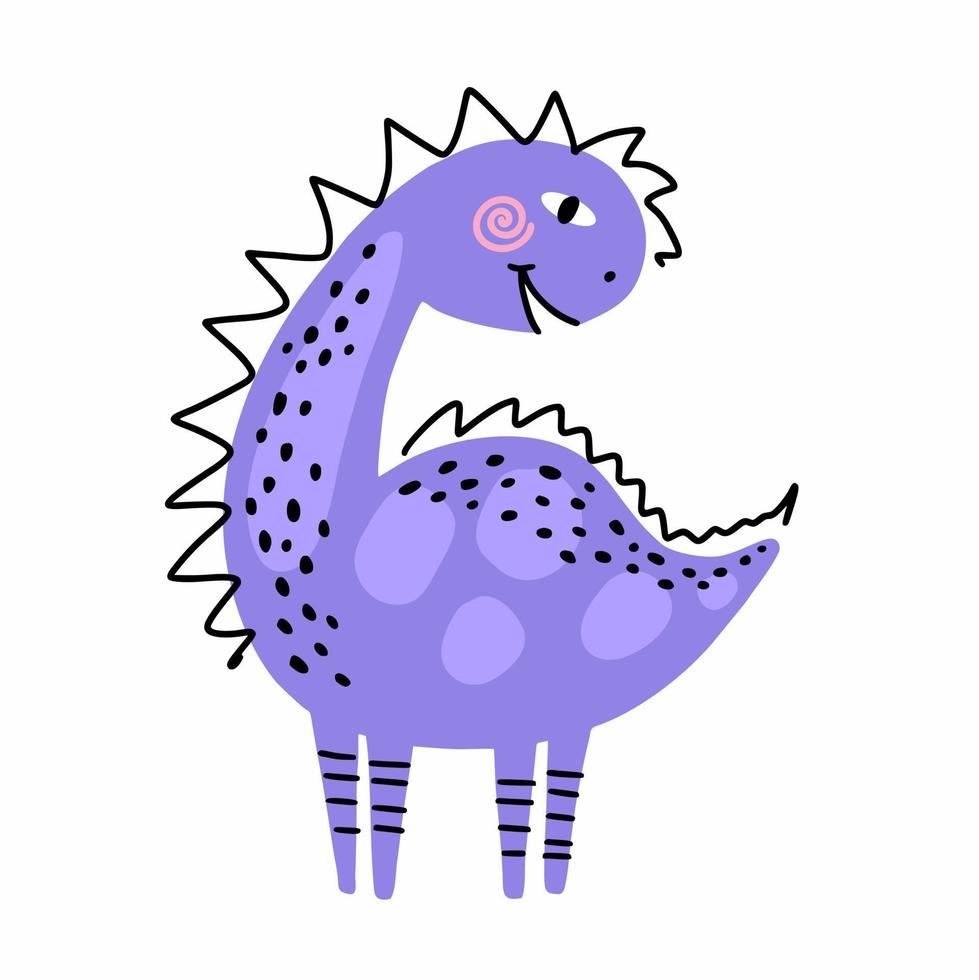 Cute dinosaur hand-drawn. Children's doodles. vector