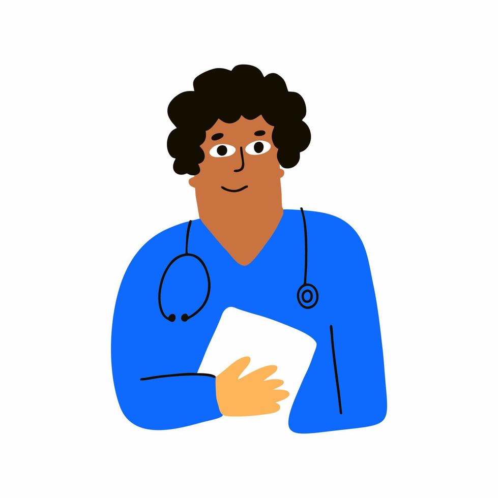 lindo doctor dibujado a mano. garabatos de niños vector