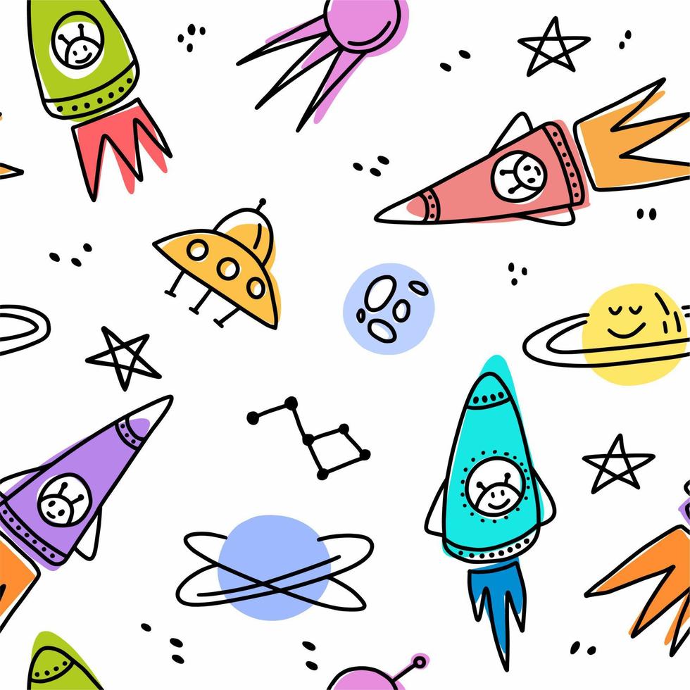 Children's pattern with funny rockets vector