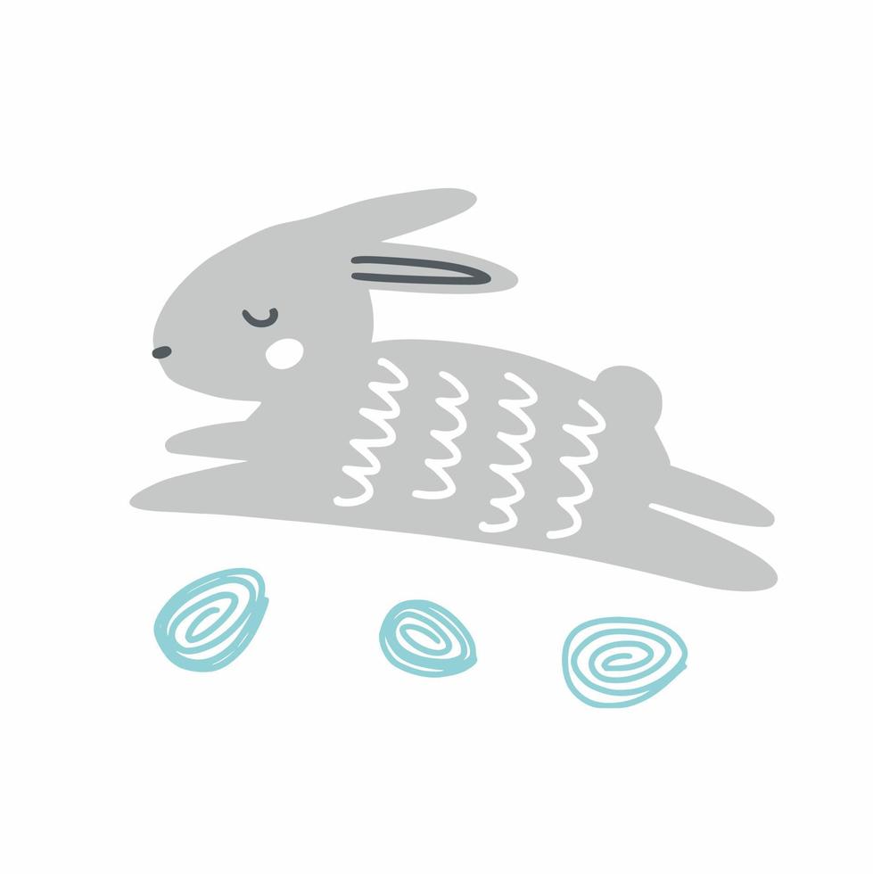 Cute Easter bunny, baby doodle vector