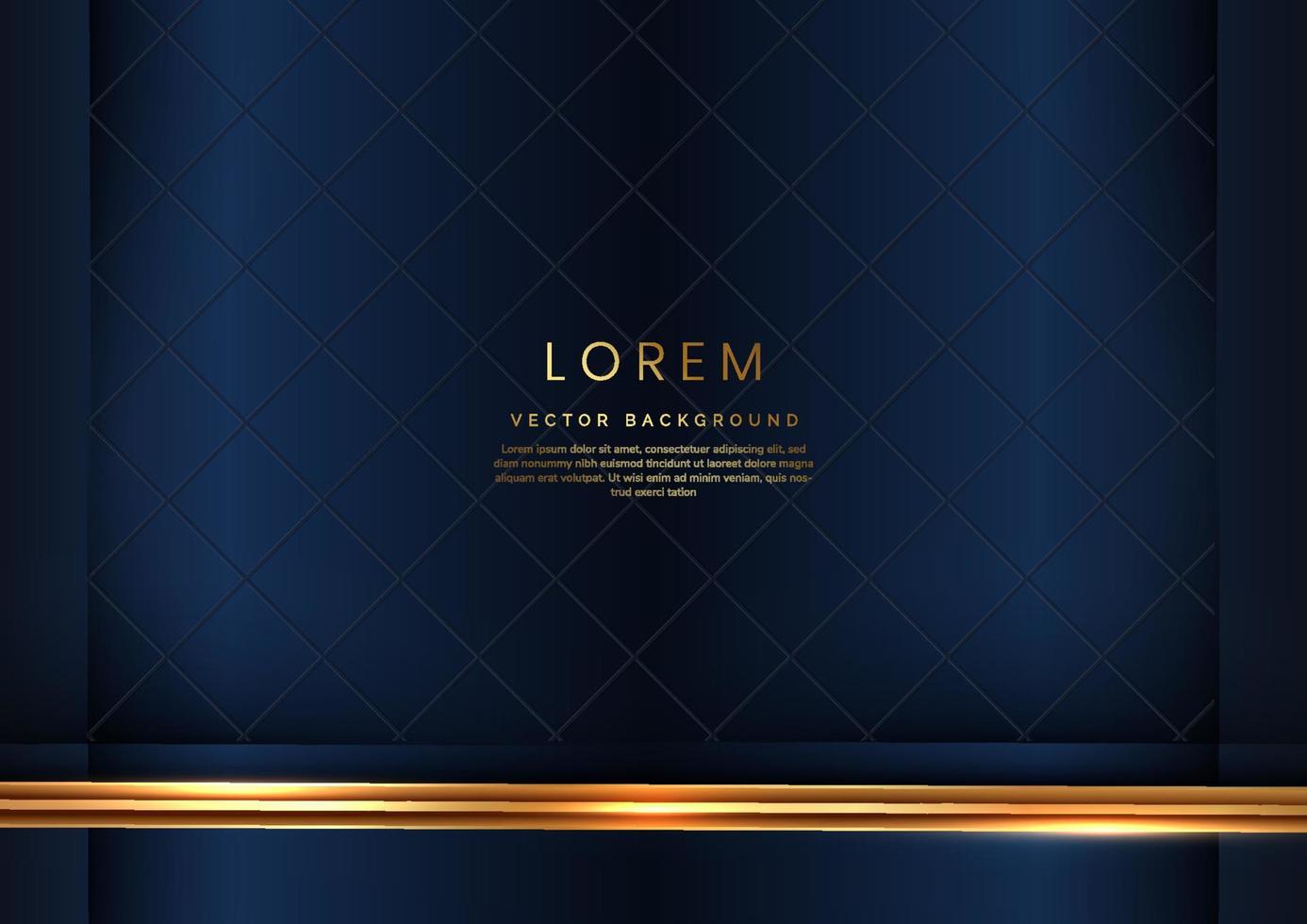 Abstract 3d modern luxury template dark blue background with golden line light sparkle. Vector illustration