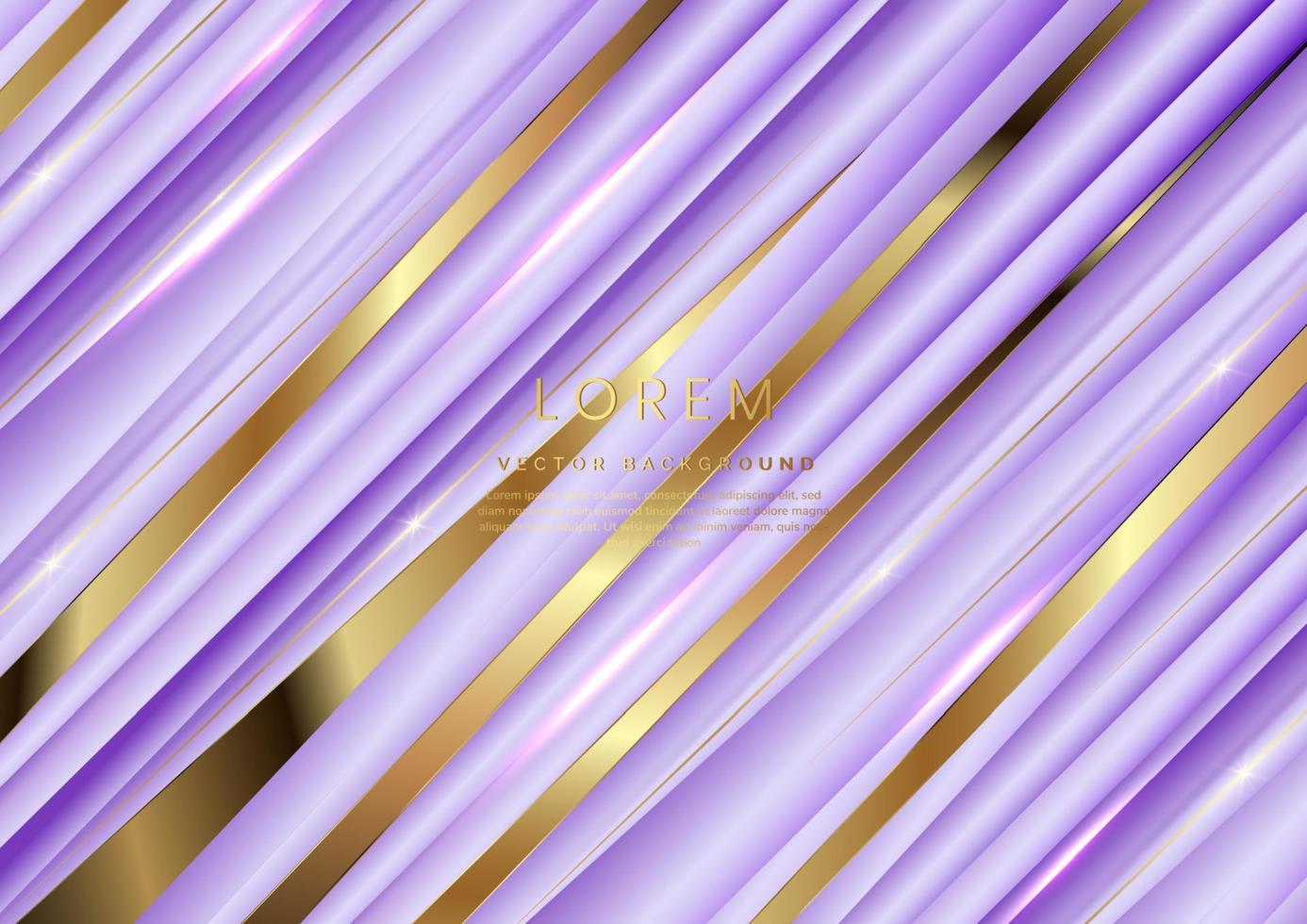 Luxury Elegant light purple diagonal stripes pattern with diagonal gold stripes lines. vector