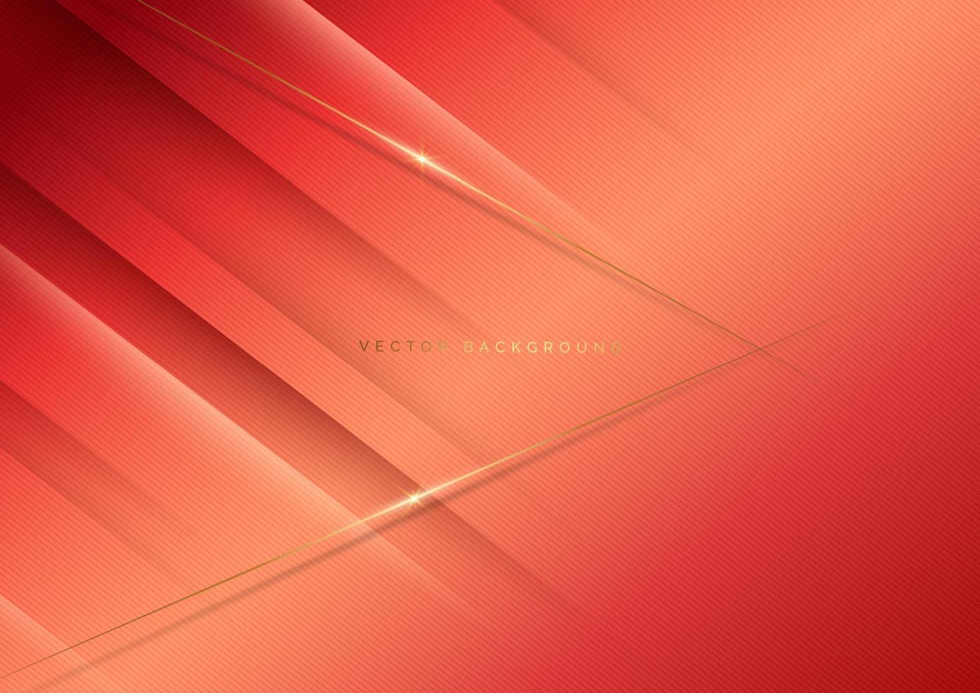 Abstract luxury dark orange elegant geometric diagonal overlay layer background with golden lines. vector