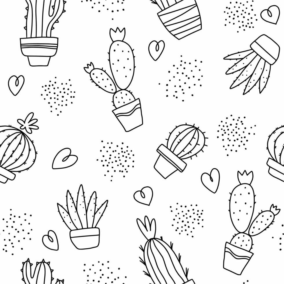 Children's pattern with funny cacti vector