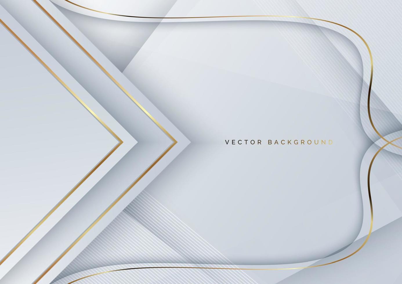 Abstract elegant template white triangle with golden lines on white background with copy space for text. Luxury concept. vector