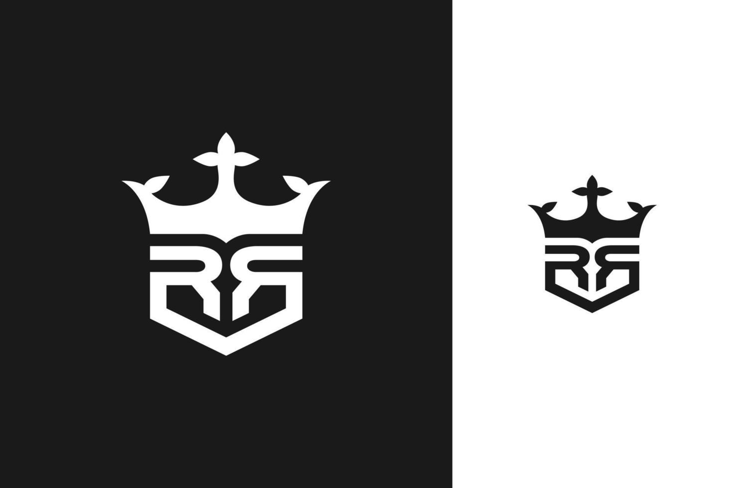 simple RR monogram forming a shield logo design with crown vector