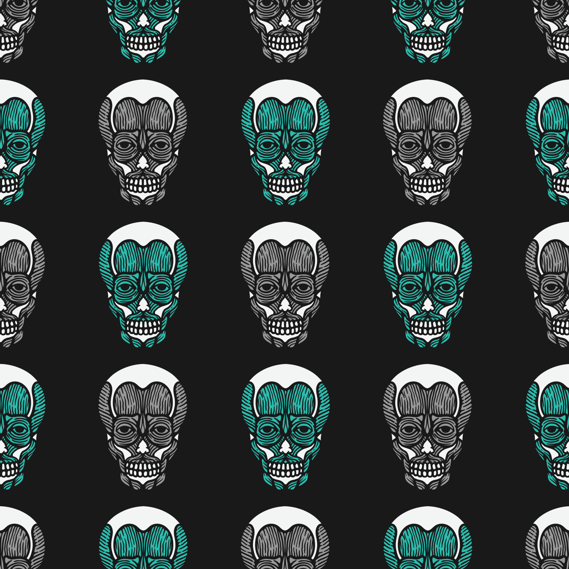 seamless pattern skinless head on black background 7504912 Vector Art