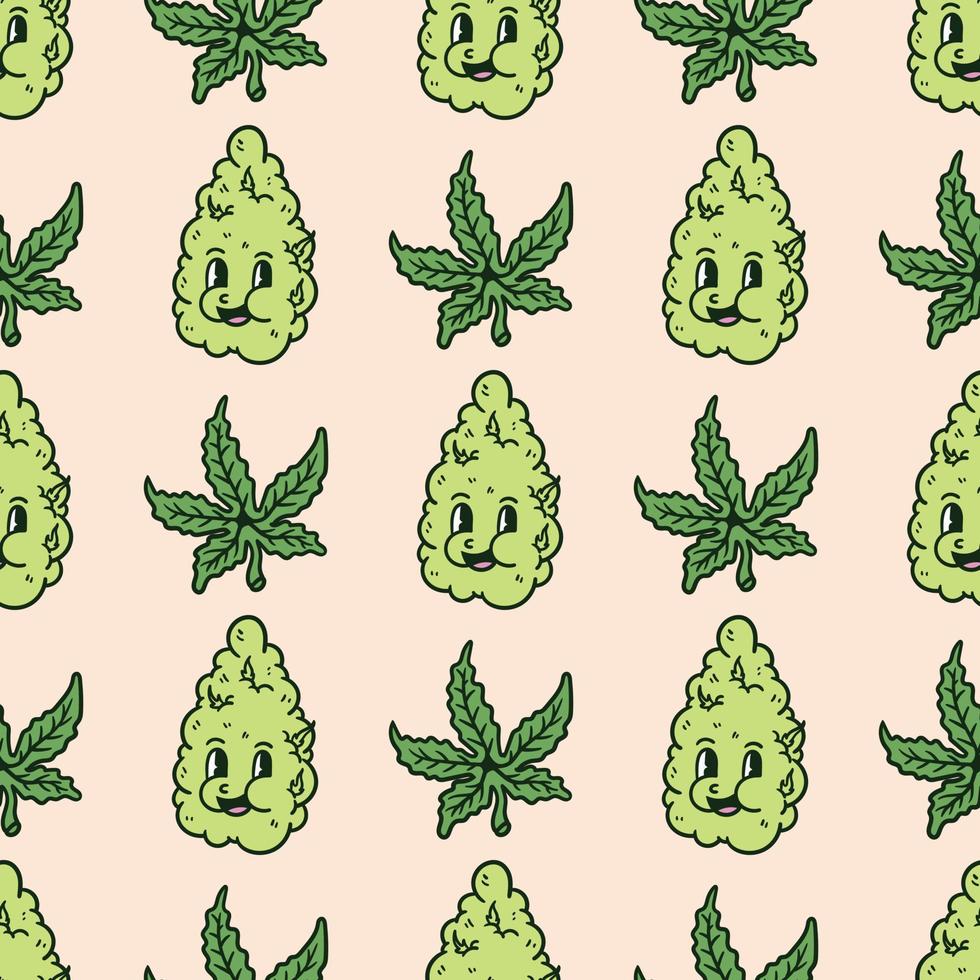 weed and cannabis leaf seamless pattern vector